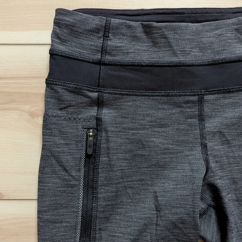 NEW Lululemon Inspire Tight II heathered black zipper pocket mesh leggings